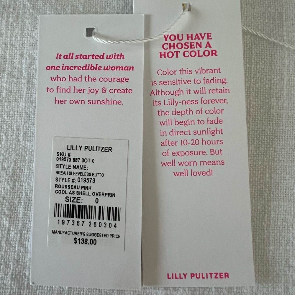 Lilly Pulitzer Breah Sleeveless Button Down Top Sz 0 Rousseau Pink - Picture 6 of 7